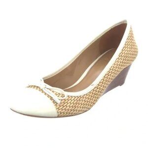 Tory Burch Catherine Cap Toe Raffia Wedge, Size 7